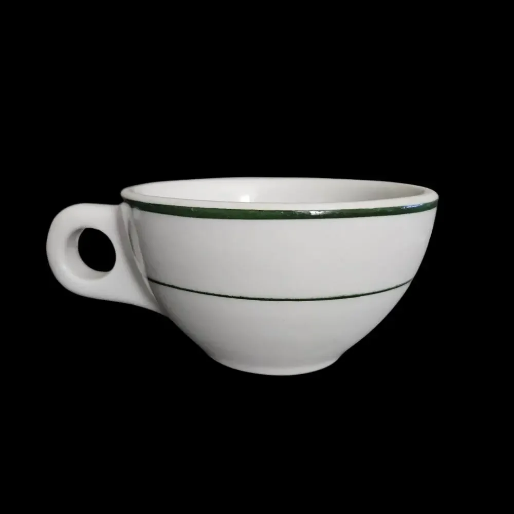 Buffalo China Green Stripe Restaurant Ware Soup Chili Cups Set of 4 USA